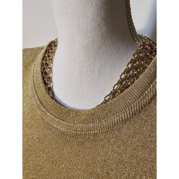 VTG 90’S THE ICING Womens 2 pc set Top Rayon Gold Shimmer Knit Leggings Small - Picture 4 of 10